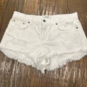 Pistola white denim low rise cut off shorts. Sz 27